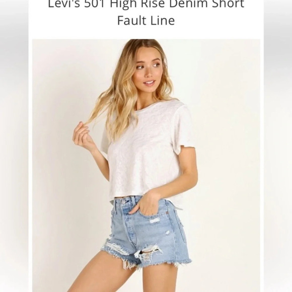 Levi's premium 501 distressed cutoff  jean shorts . Size 24 boho beach vacation - Picture 1 of 15
